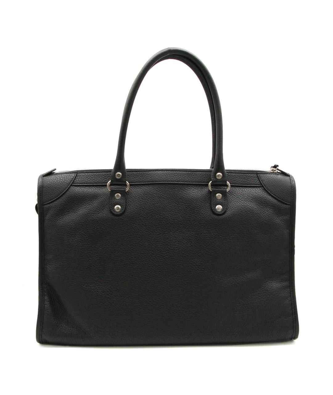 BALENCIAGA Черная кожаная сумка тоут, фото 3