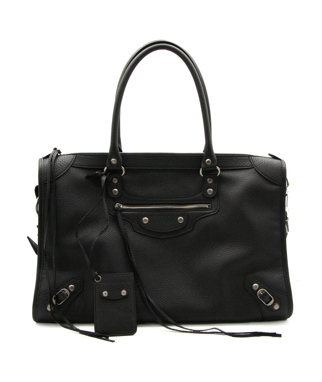 BALENCIAGA Черная кожаная сумка тоут, фото 1