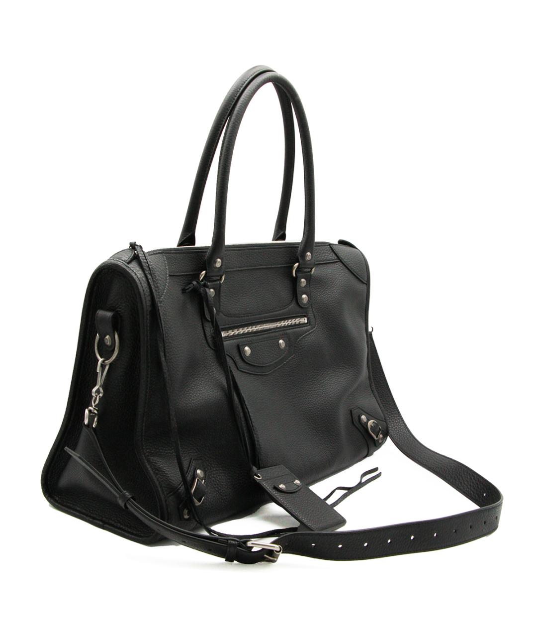 BALENCIAGA Черная кожаная сумка тоут, фото 2