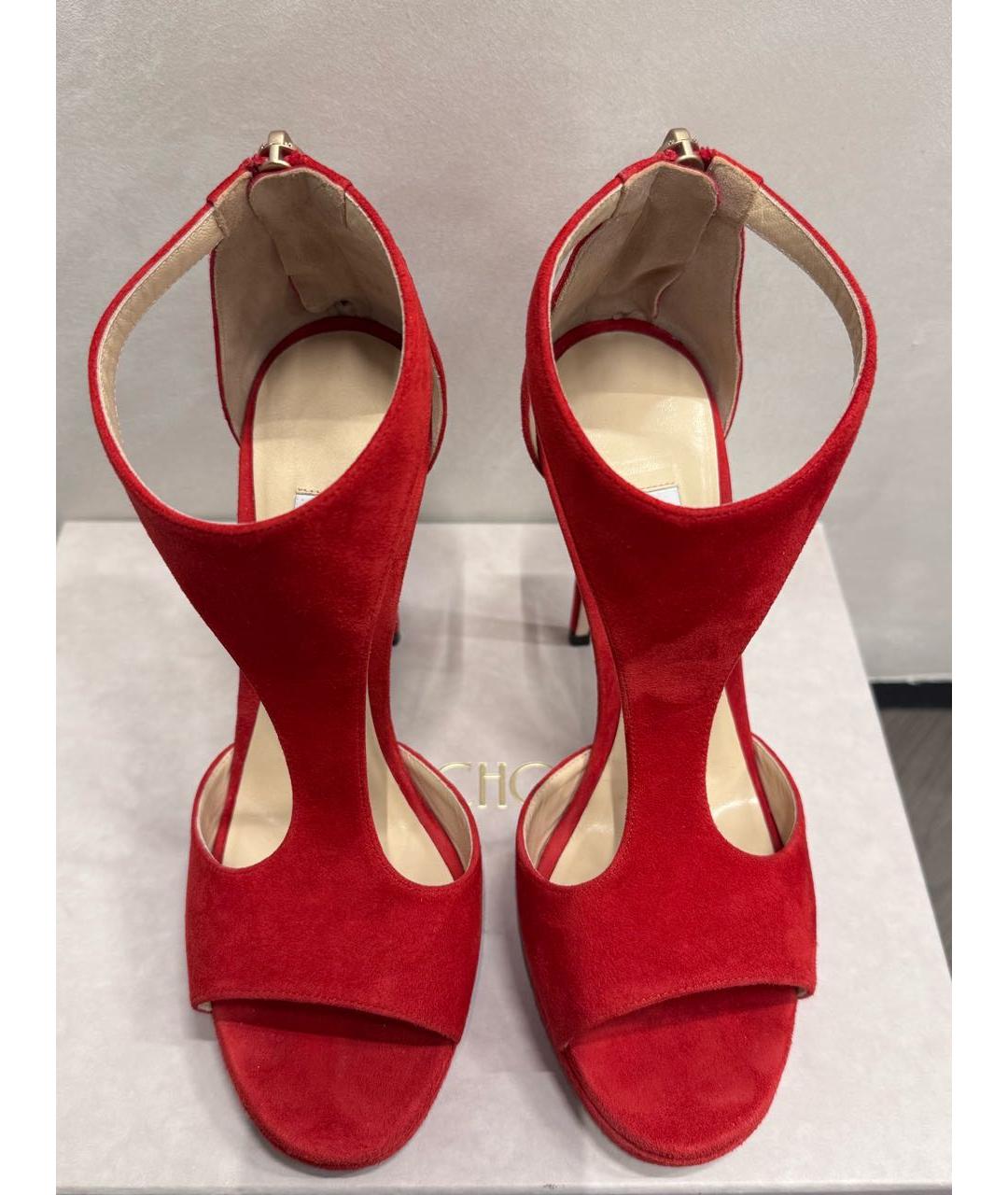 JIMMY CHOO Красные замшевые босоножки, фото 2