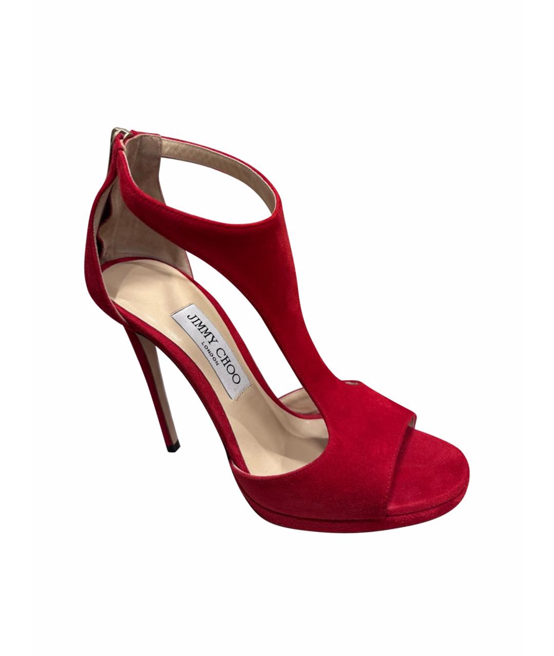 JIMMY CHOO Красные замшевые босоножки, фото 1