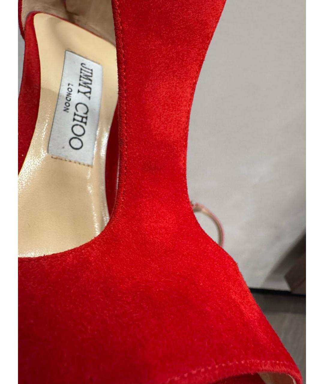 JIMMY CHOO Красные замшевые босоножки, фото 6