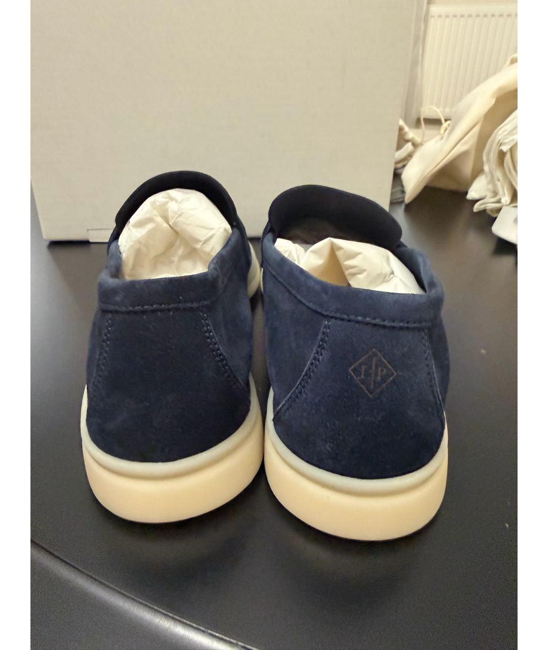 LORO PIANA Темно-синие замшевые лоферы, фото 4