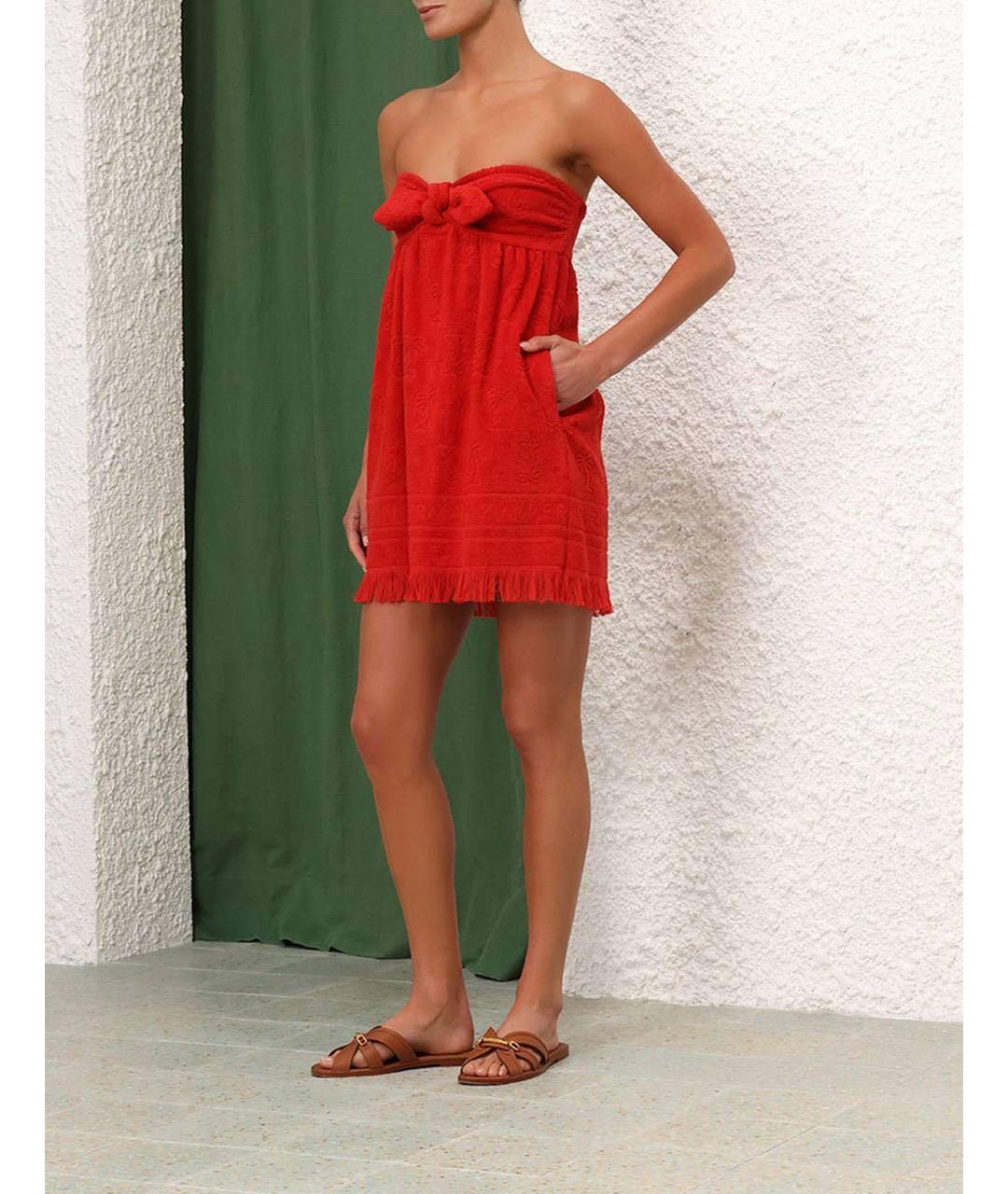 ZIMMERMANN Красное хлопковое повседневное платье, фото 3