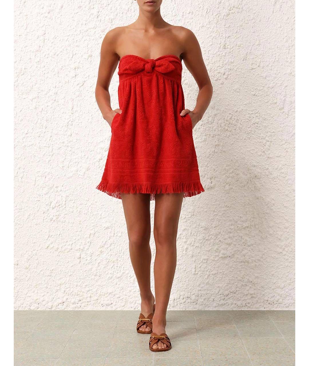 ZIMMERMANN Красное хлопковое повседневное платье, фото 2