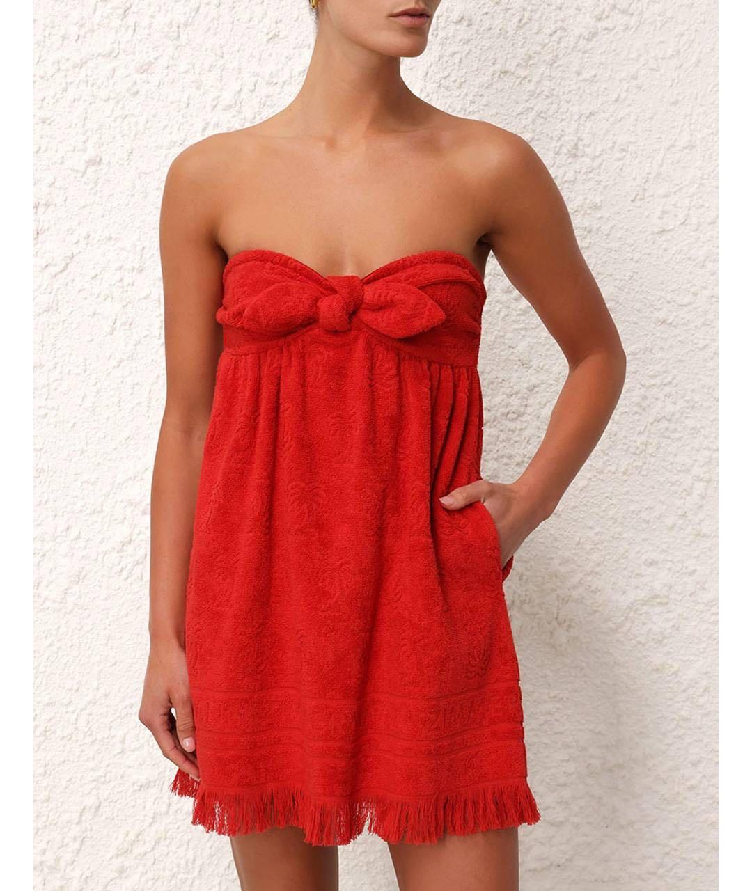 ZIMMERMANN Красное хлопковое повседневное платье, фото 5