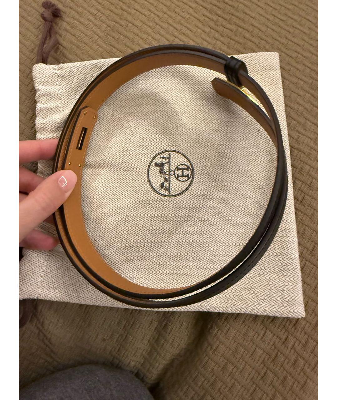 HERMES Черный кожаный ремень, фото 3