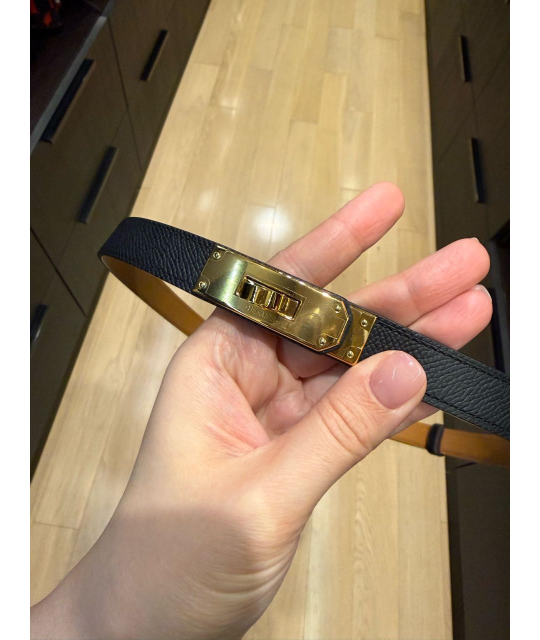 HERMES Черный кожаный ремень, фото 4