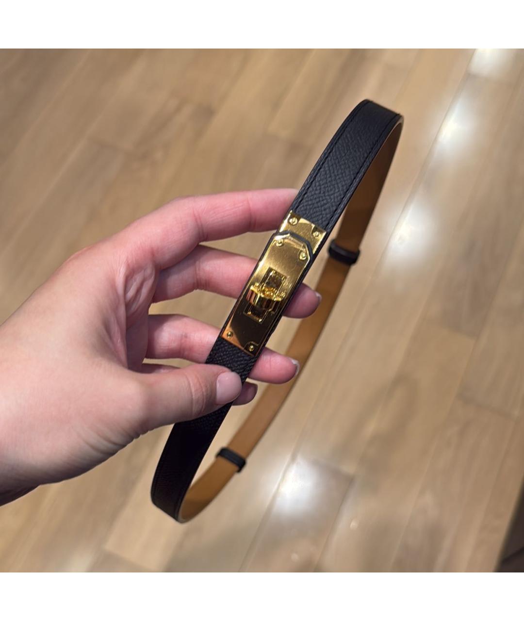 HERMES Черный кожаный ремень, фото 5