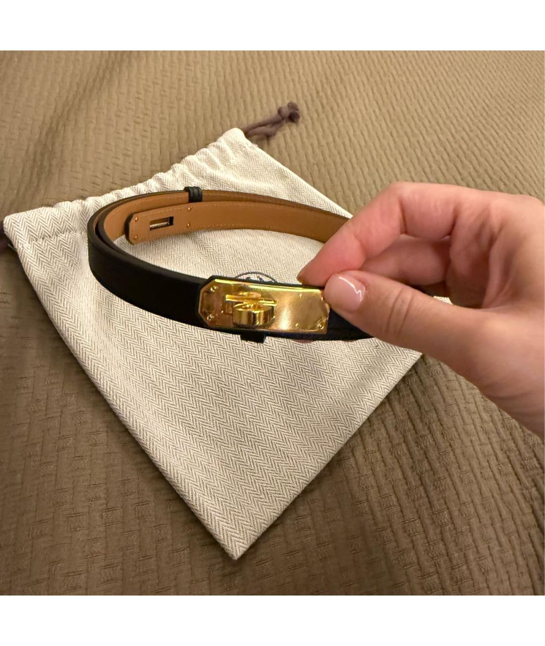 HERMES Черный кожаный ремень, фото 2