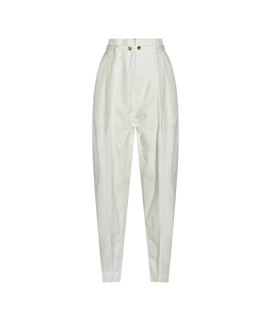 BOTTEGA VENETA Белые хлопковые прямые брюки, фото 1