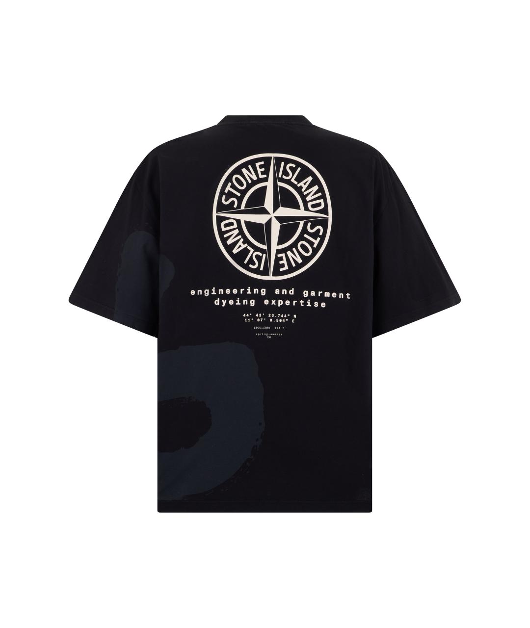 STONE ISLAND Темно-синяя хлопковая футболка, фото 2