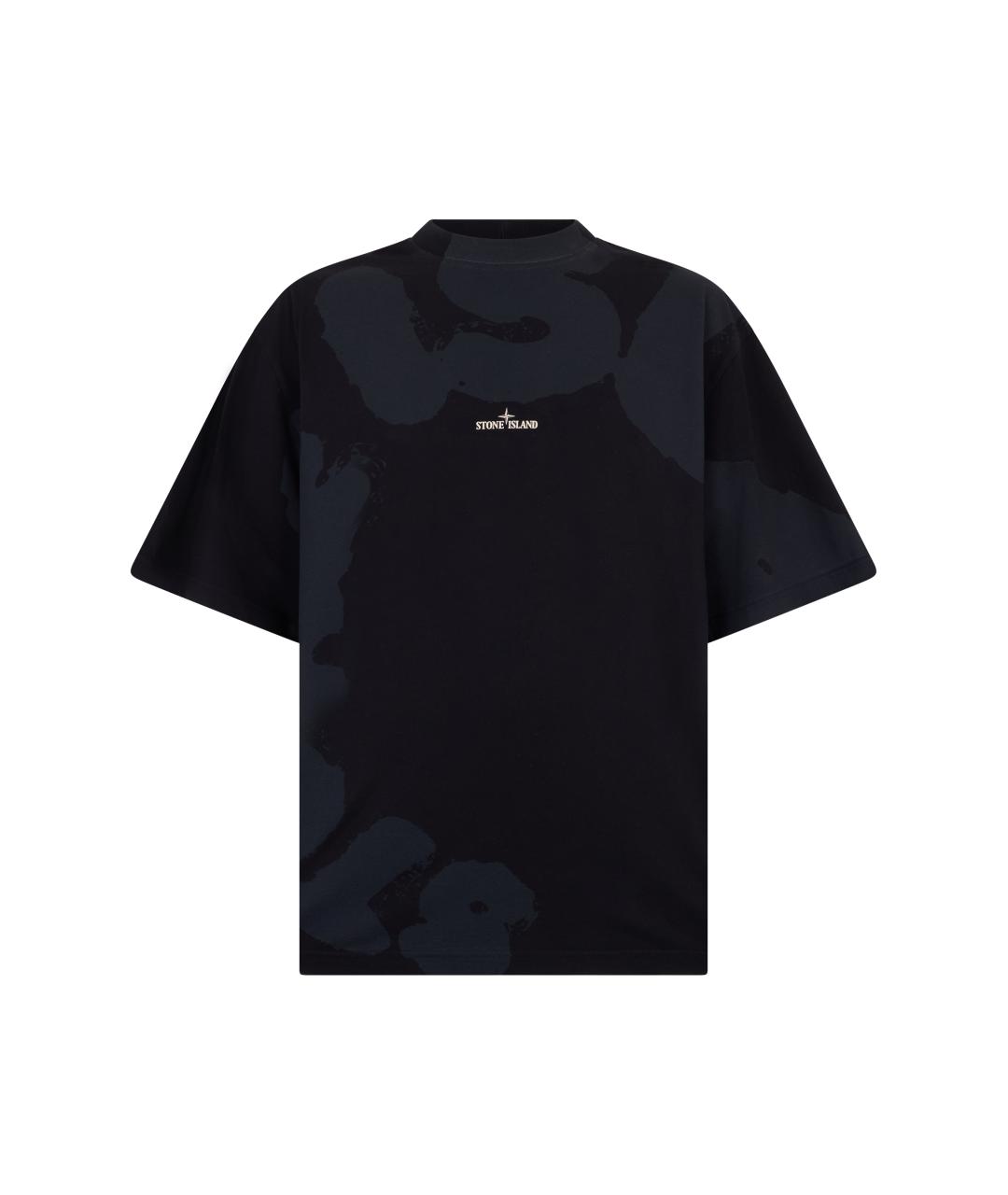 STONE ISLAND Темно-синяя хлопковая футболка, фото 1