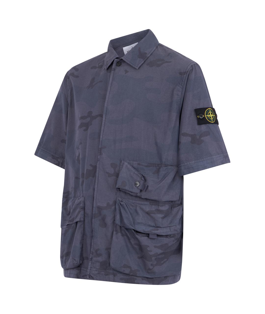 STONE ISLAND Синяя хлопковая кэжуал рубашка, фото 3