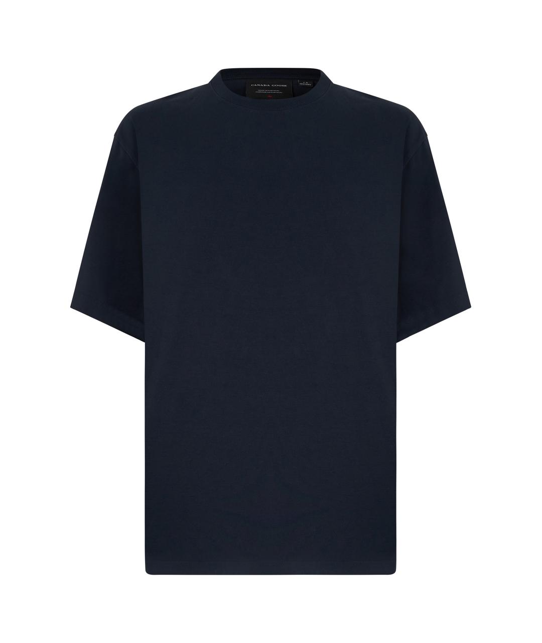CANADA GOOSE Темно-синяя хлопковая футболка, фото 1