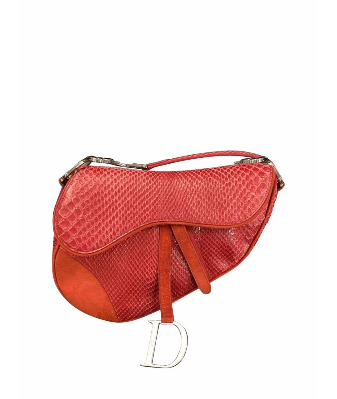 CHRISTIAN DIOR Красная сумка с короткими ручками из экзотической кожи, фото 1