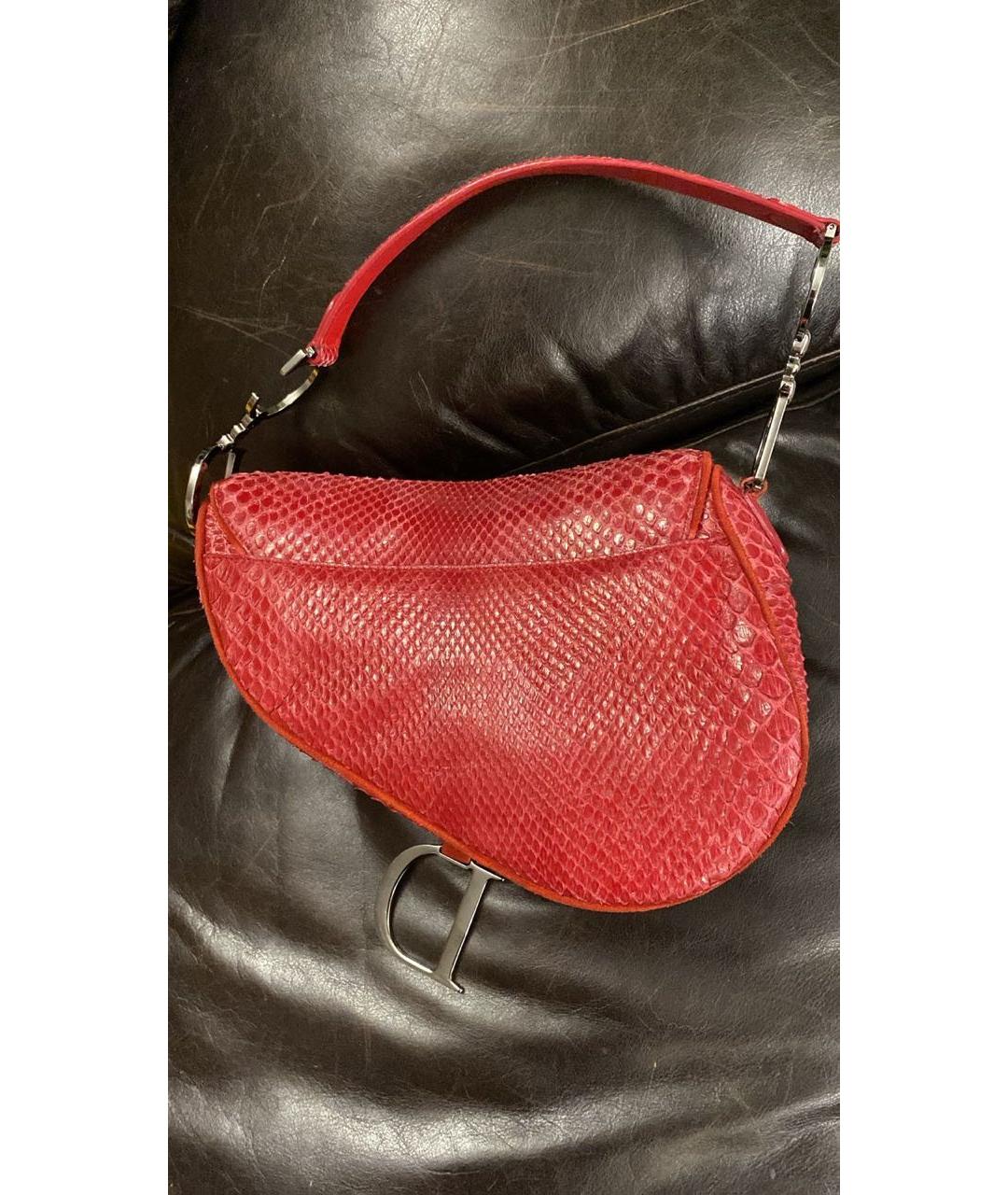 CHRISTIAN DIOR Красная сумка с короткими ручками из экзотической кожи, фото 3
