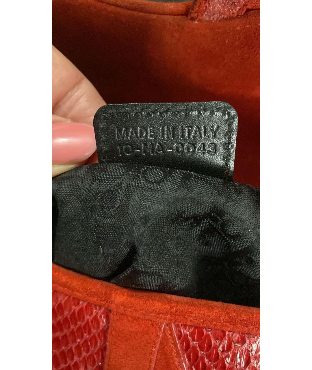 CHRISTIAN DIOR Красная сумка с короткими ручками из экзотической кожи, фото 6