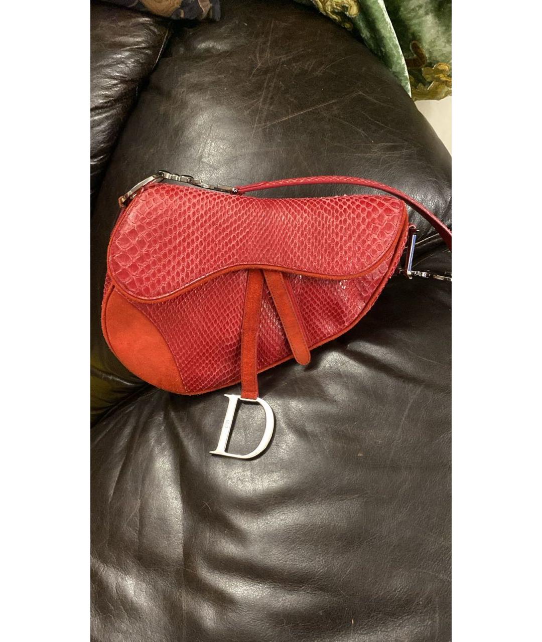 CHRISTIAN DIOR Красная сумка с короткими ручками из экзотической кожи, фото 7