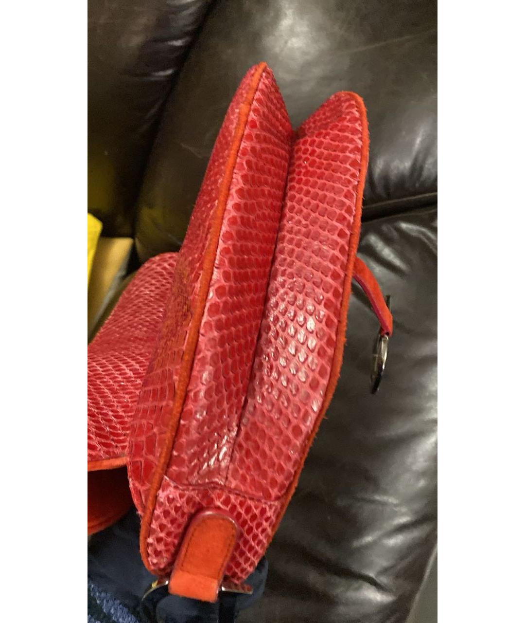 CHRISTIAN DIOR Красная сумка с короткими ручками из экзотической кожи, фото 4
