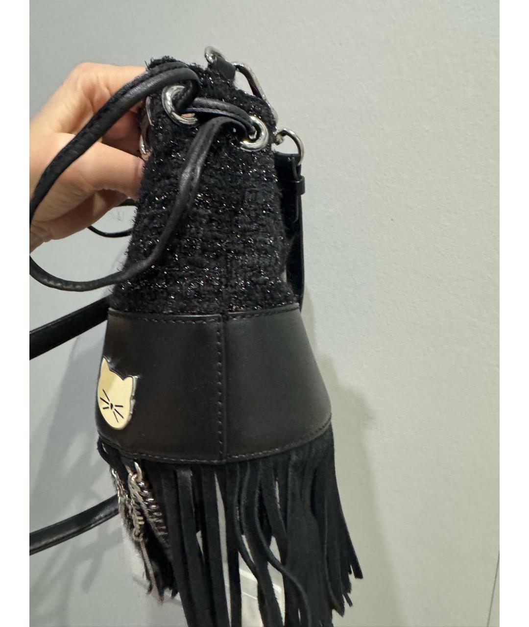 KARL LAGERFELD Черная кожаная сумка через плечо, фото 2