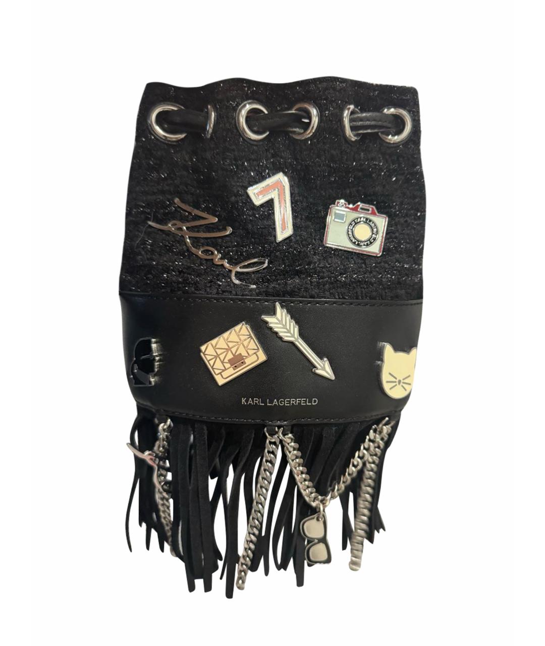 KARL LAGERFELD Черная кожаная сумка через плечо, фото 1