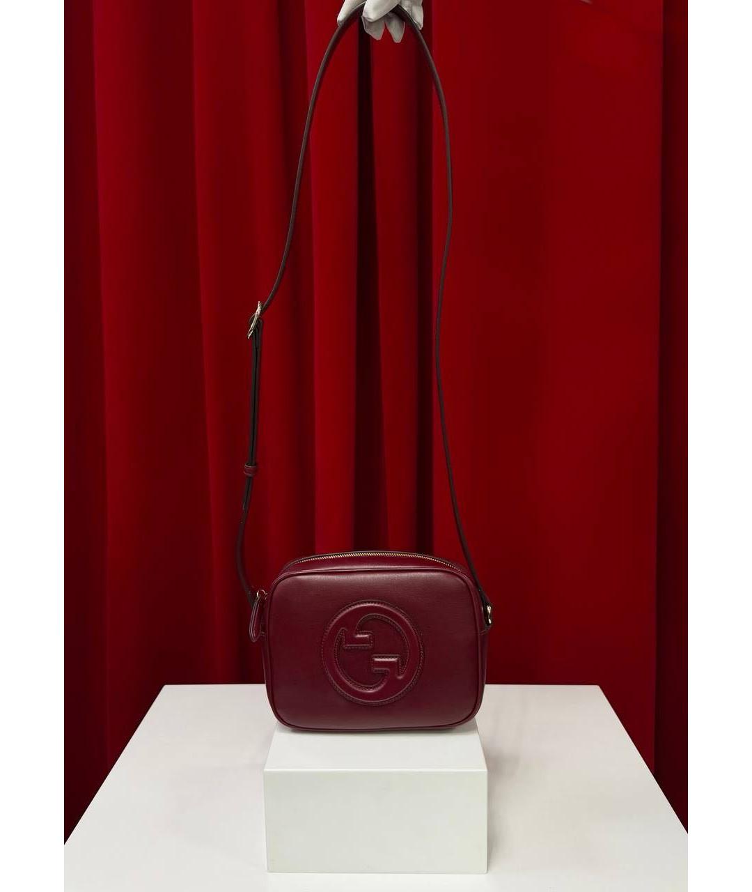 GUCCI Бордовая кожаная сумка через плечо, фото 4