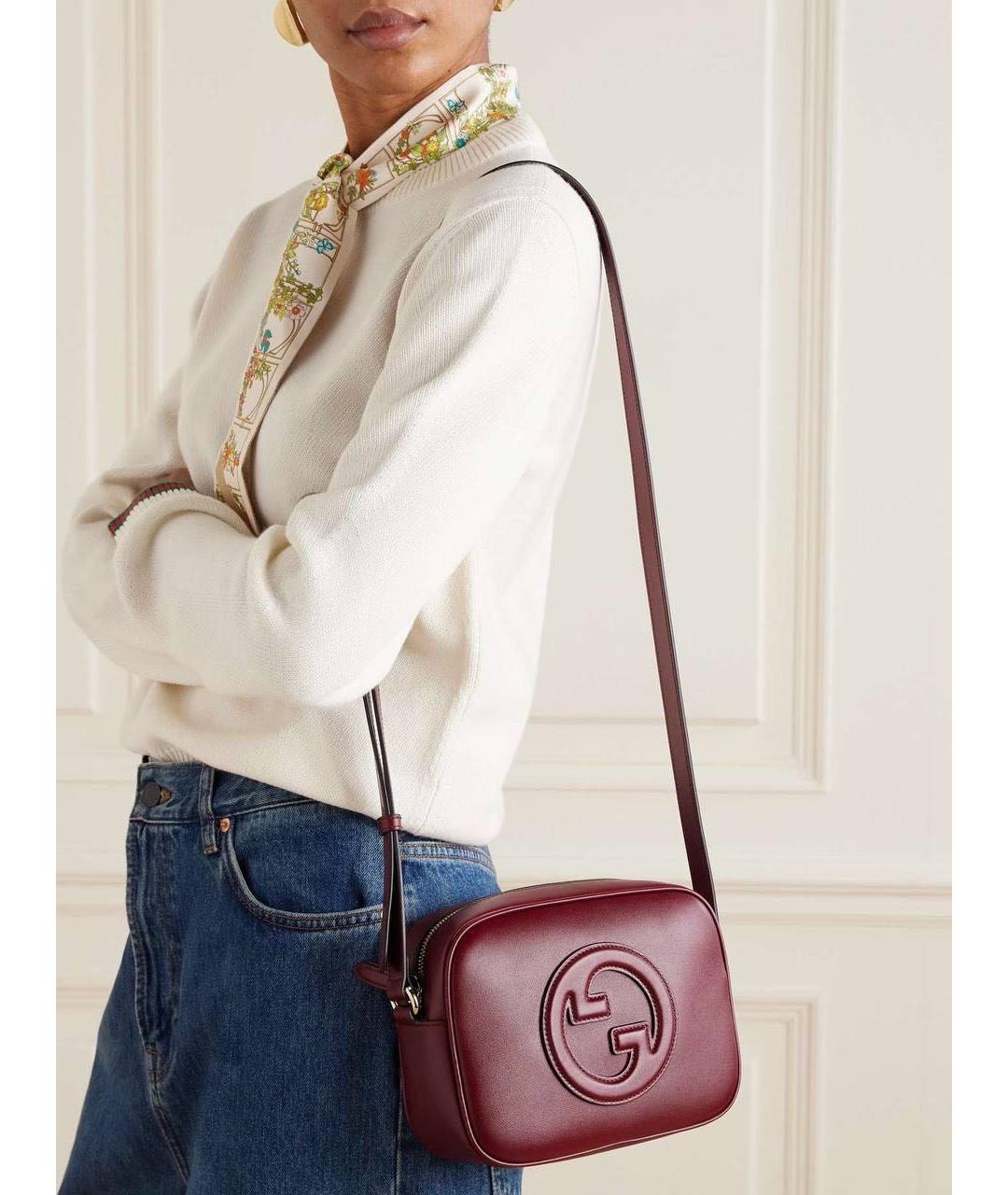 GUCCI Бордовая кожаная сумка через плечо, фото 3