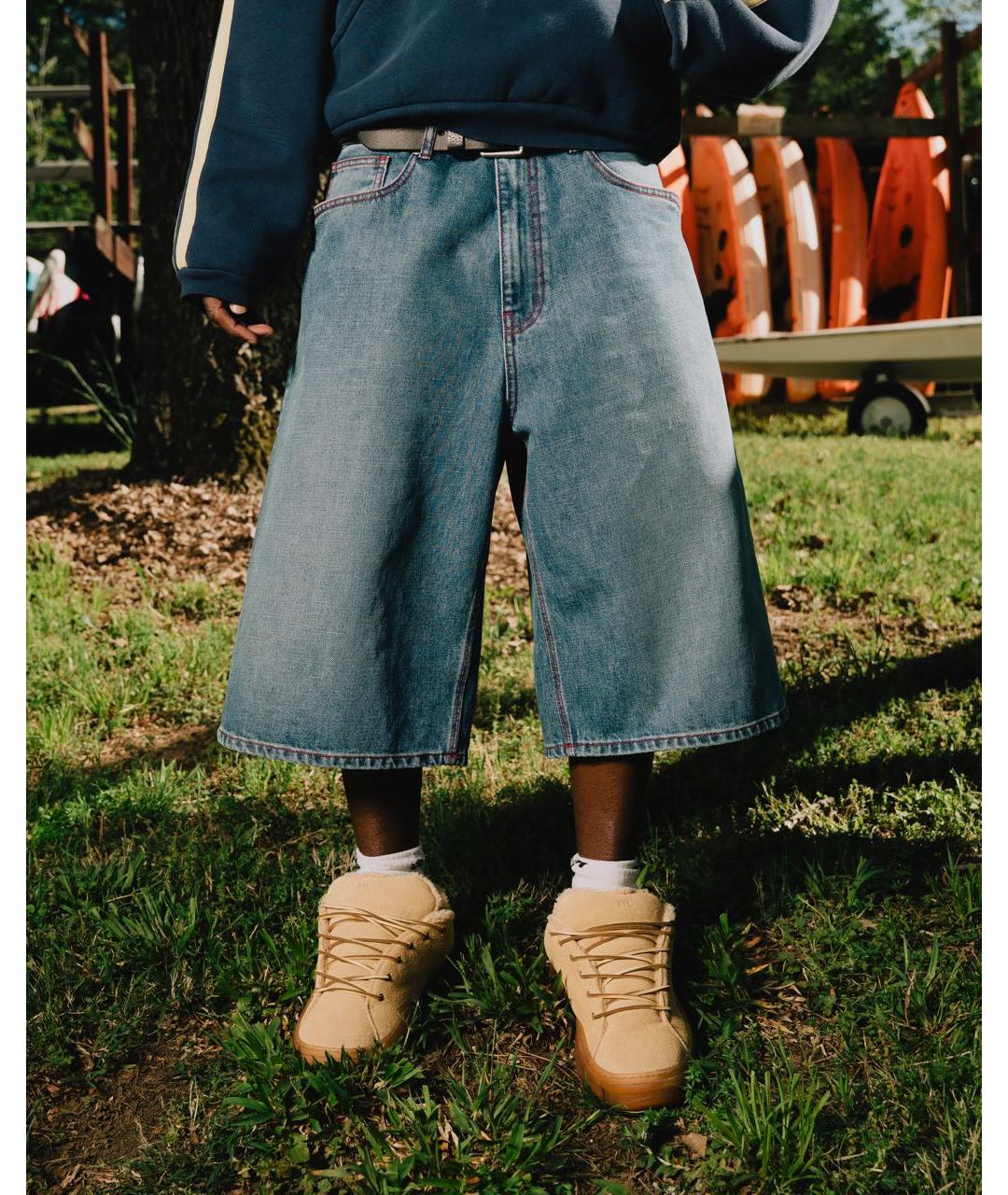 ERL Синие деним шорты, фото 5