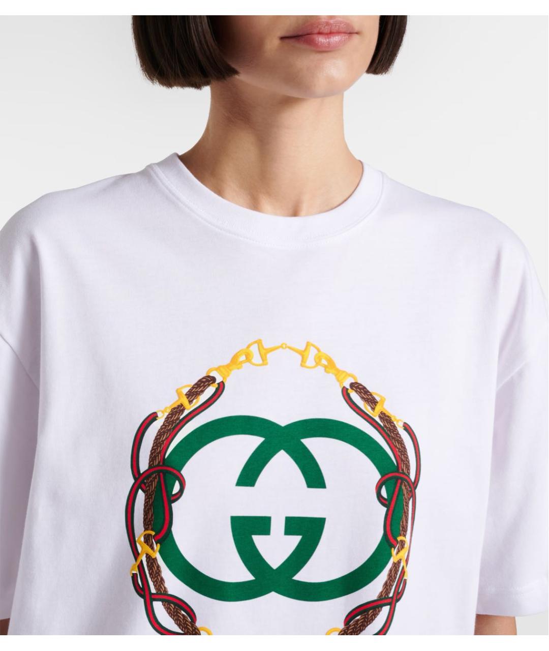 GUCCI Белая хлопковая футболка, фото 4