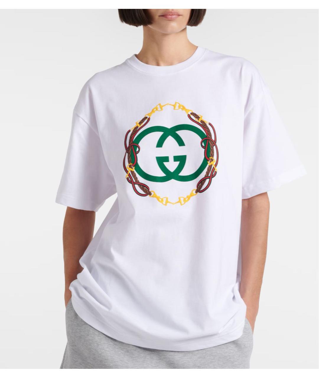 GUCCI Белая хлопковая футболка, фото 3