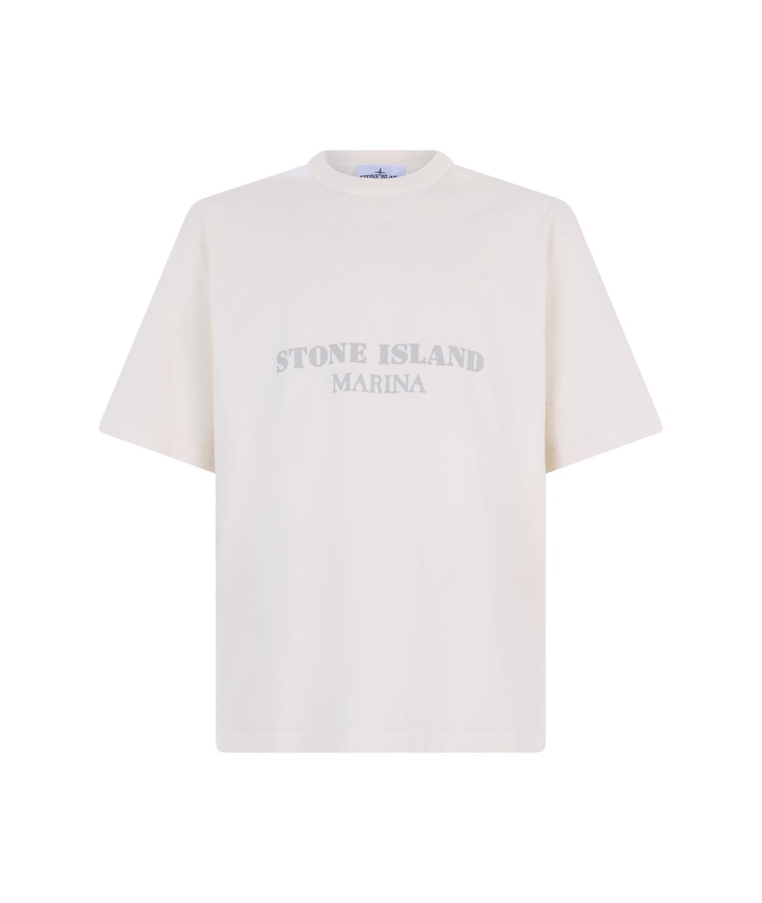 STONE ISLAND Бежевая хлопковая футболка, фото 1
