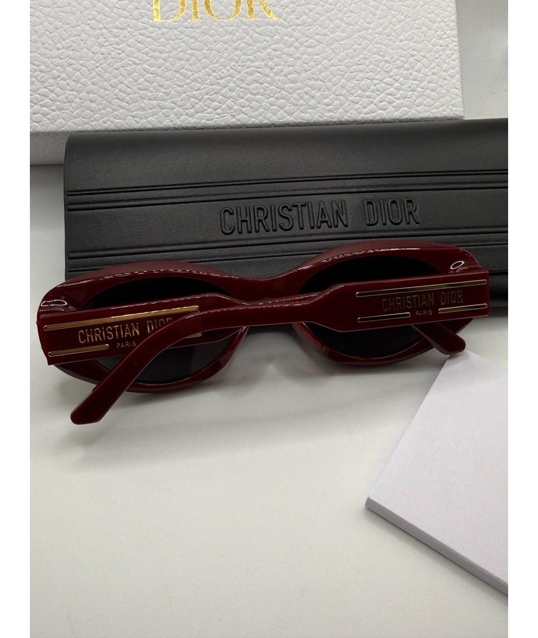 CHRISTIAN DIOR Бордовые пластиковые солнцезащитные очки, фото 3