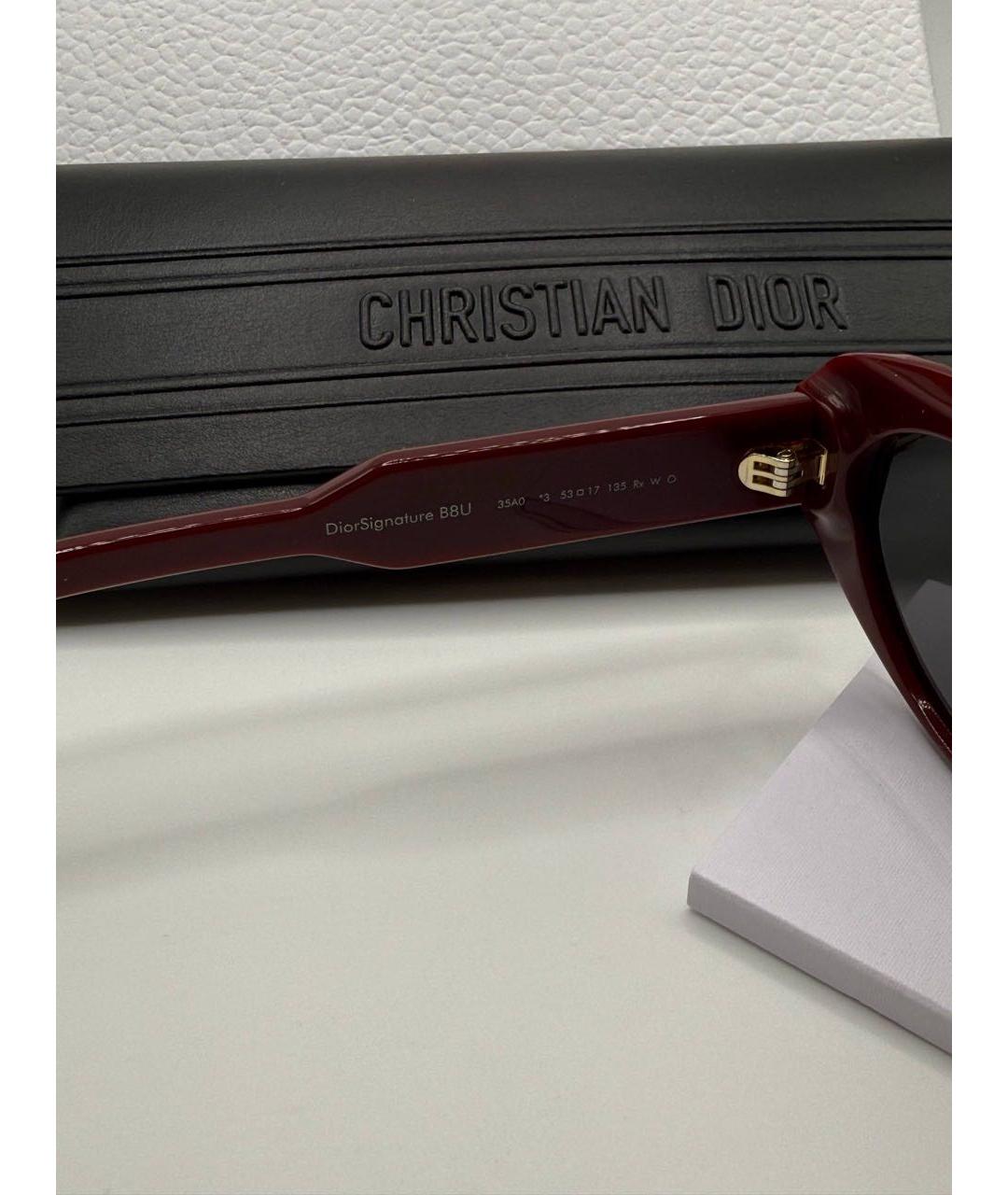 CHRISTIAN DIOR Бордовые пластиковые солнцезащитные очки, фото 4