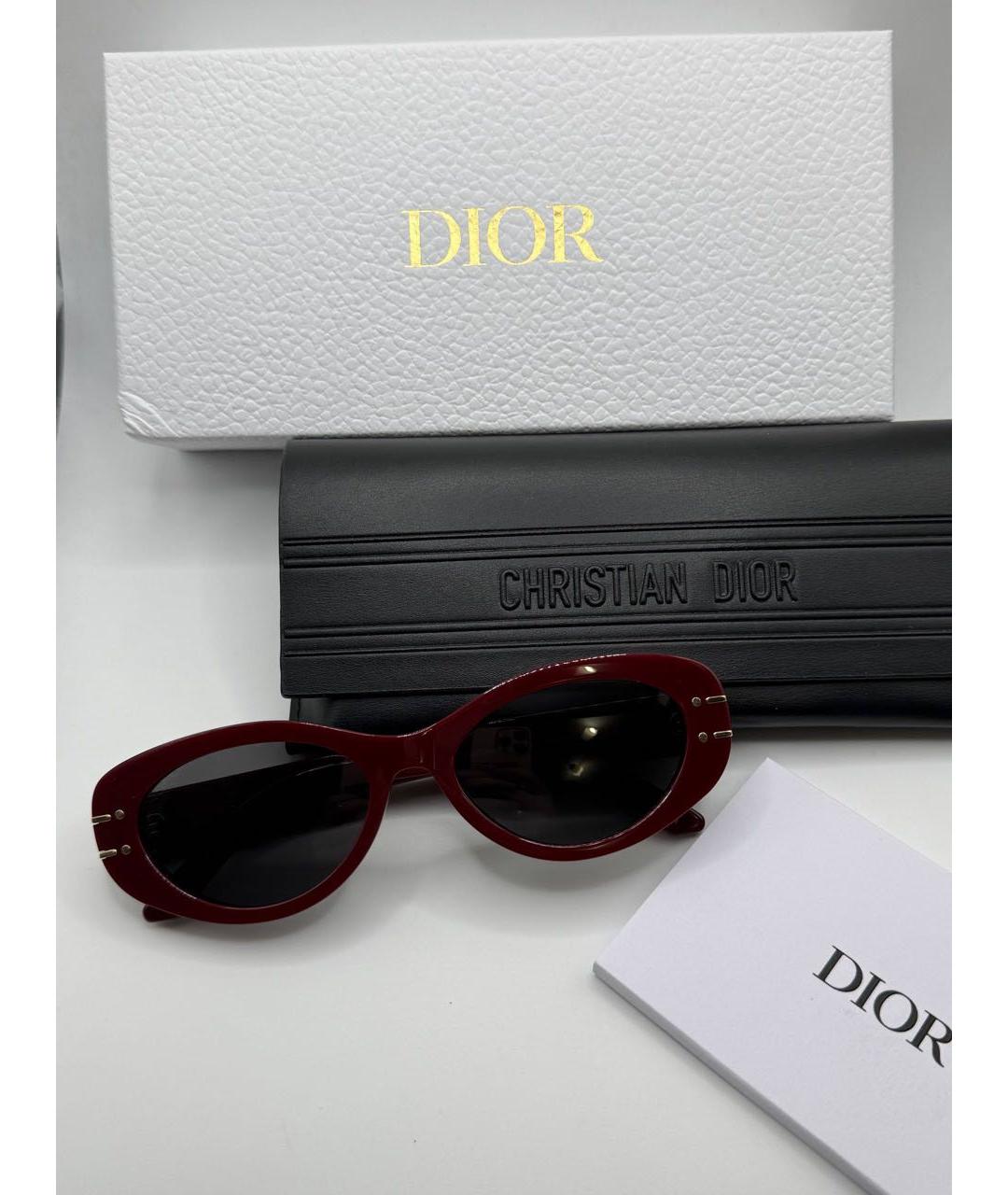 CHRISTIAN DIOR Бордовые пластиковые солнцезащитные очки, фото 2