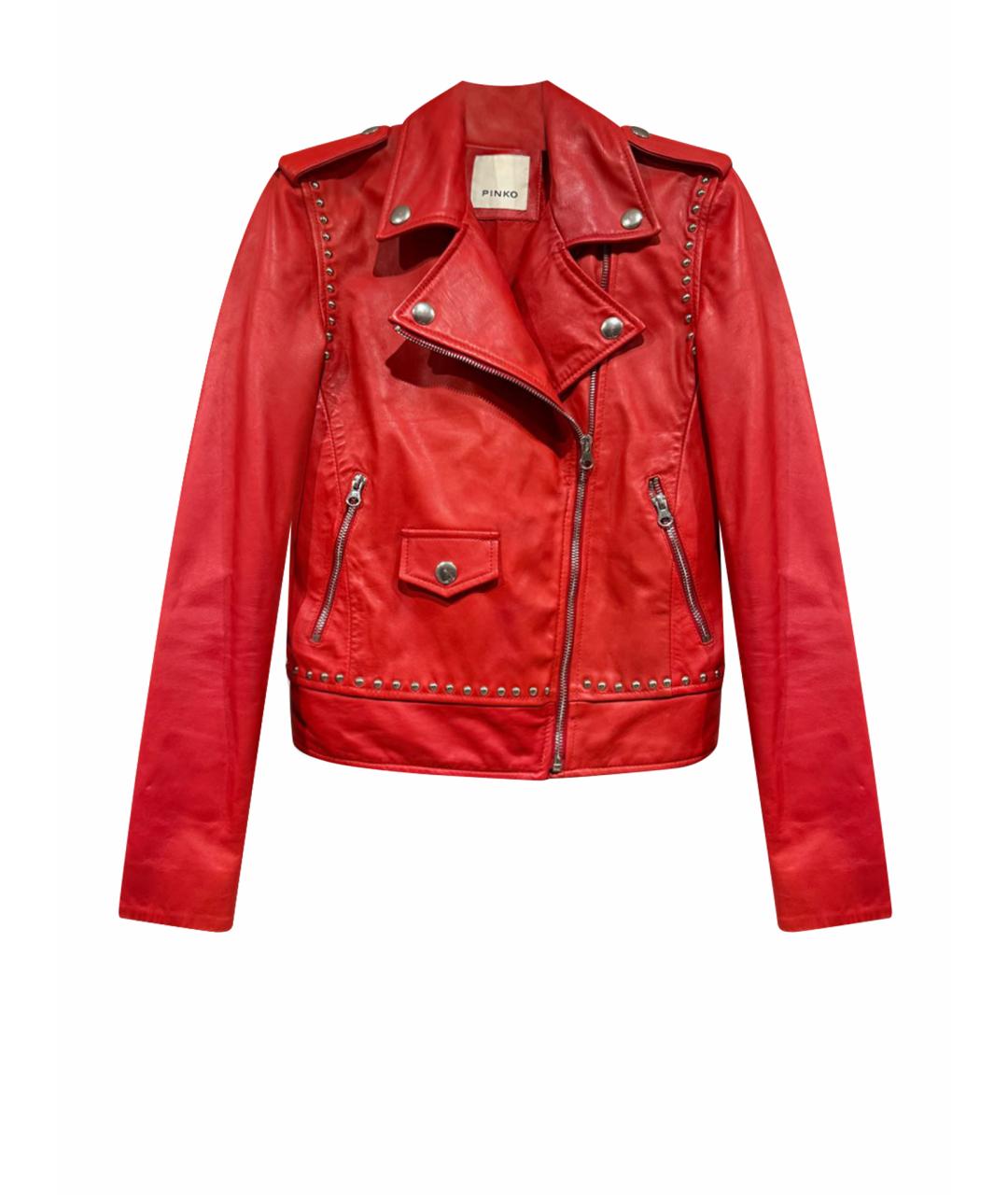 PINKO Красная кожаная куртка, фото 1