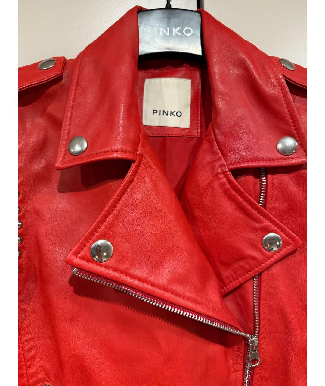 PINKO Красная кожаная куртка, фото 4
