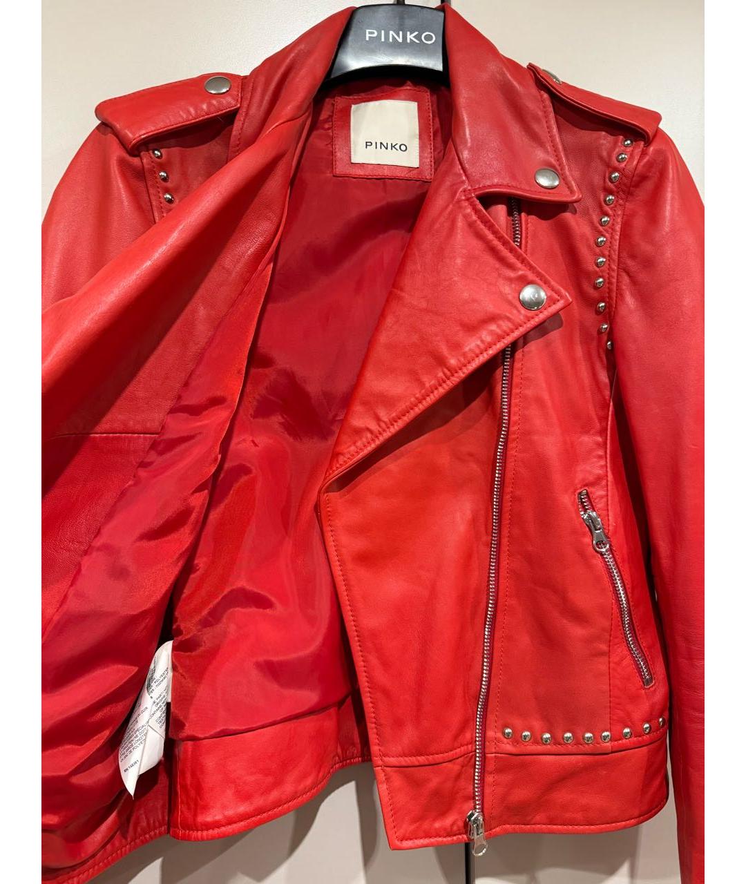 PINKO Красная кожаная куртка, фото 3