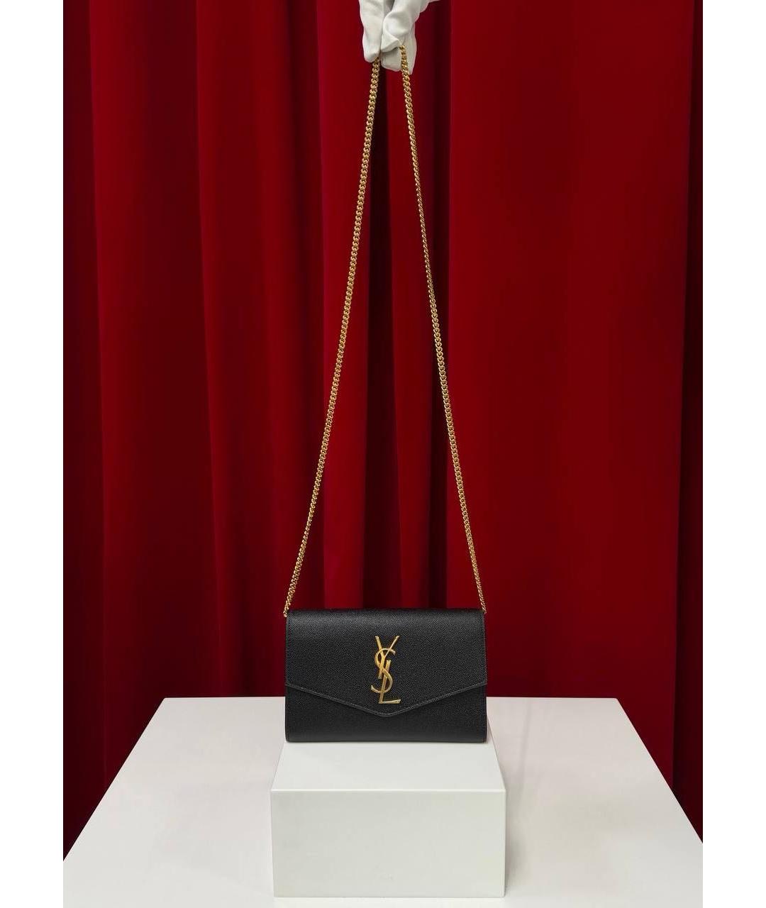 SAINT LAURENT Черная кожаная сумка через плечо, фото 7