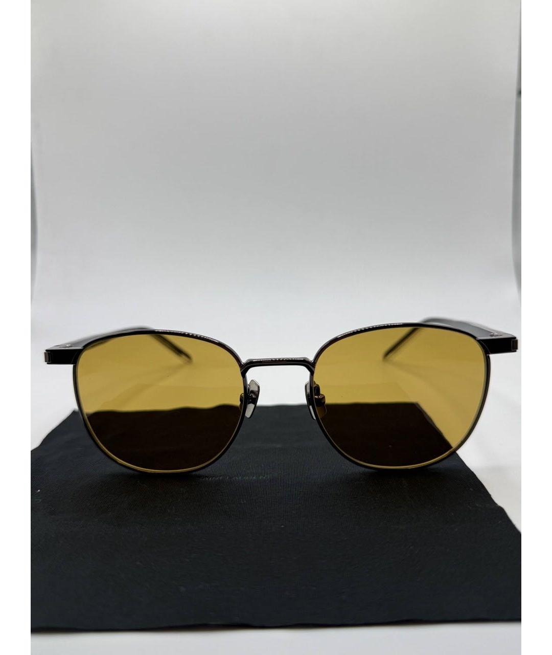 SAINT LAURENT Горчичные металлические солнцезащитные очки, фото 4