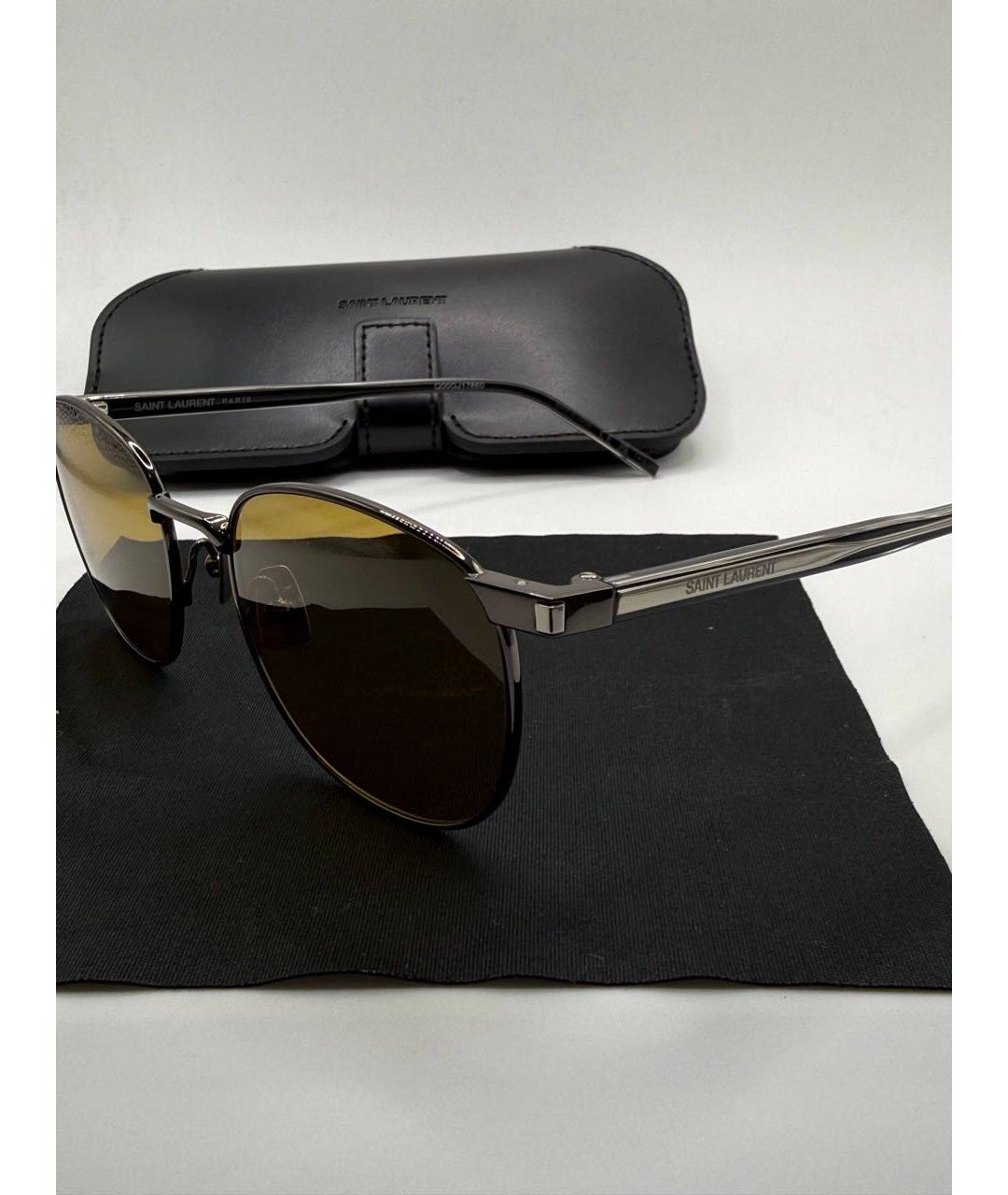 SAINT LAURENT Горчичные металлические солнцезащитные очки, фото 5