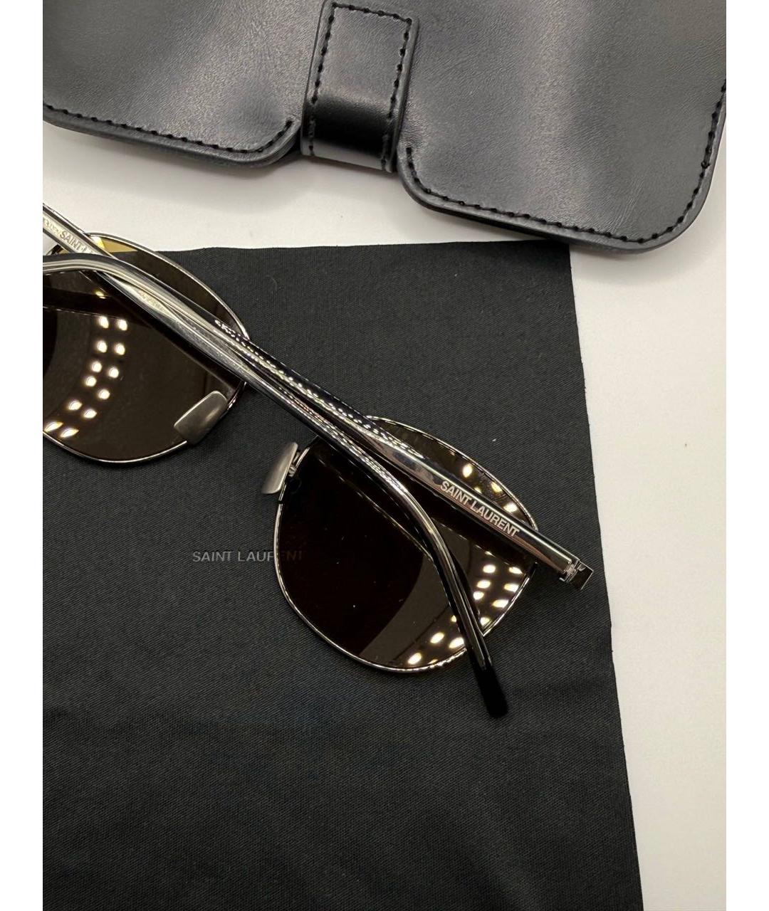 SAINT LAURENT Горчичные металлические солнцезащитные очки, фото 3