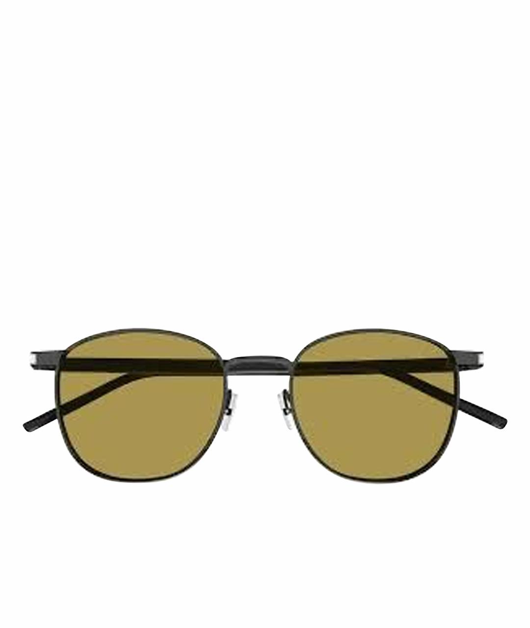 SAINT LAURENT Горчичные металлические солнцезащитные очки, фото 1