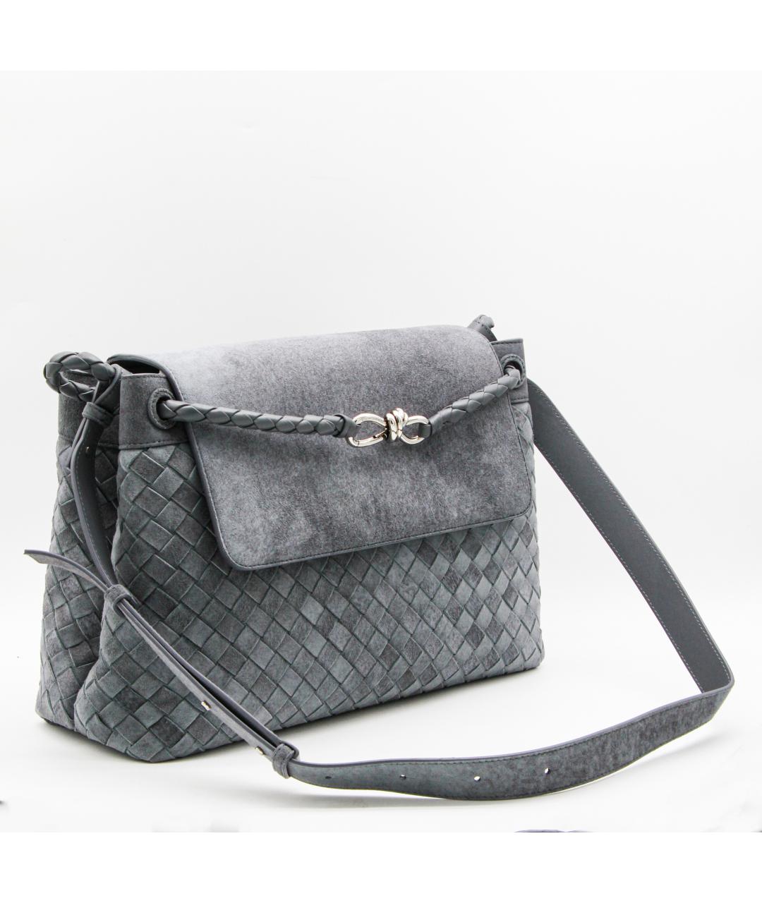 BOTTEGA VENETA Голубая замшевая сумка на плечо, фото 3