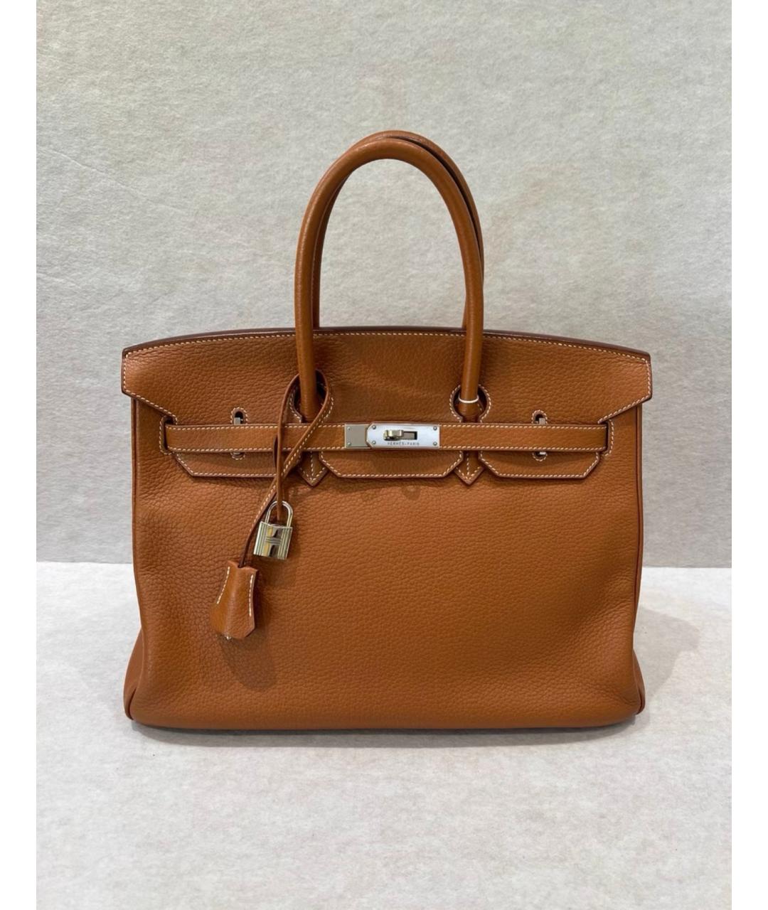 HERMES Коричневая кожаная сумка с короткими ручками, фото 2
