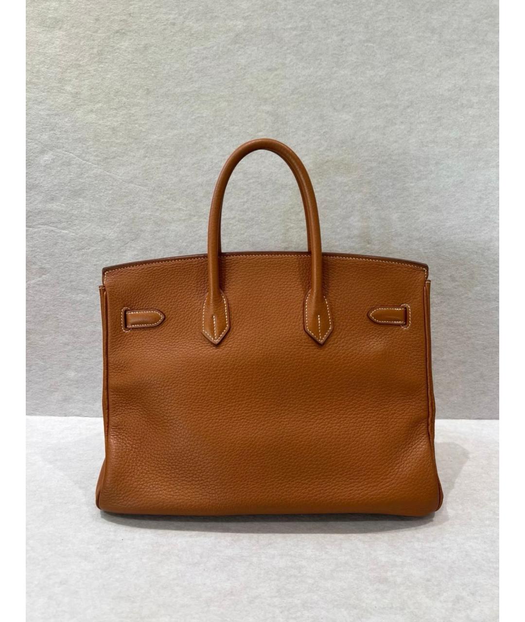 HERMES Коричневая кожаная сумка с короткими ручками, фото 4