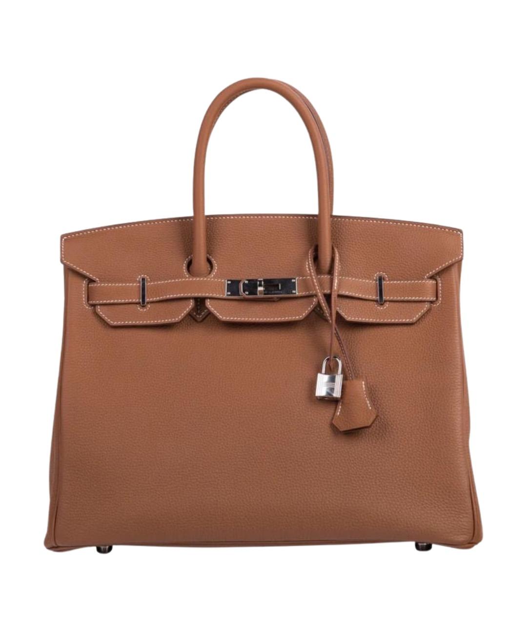 HERMES Коричневая кожаная сумка с короткими ручками, фото 1