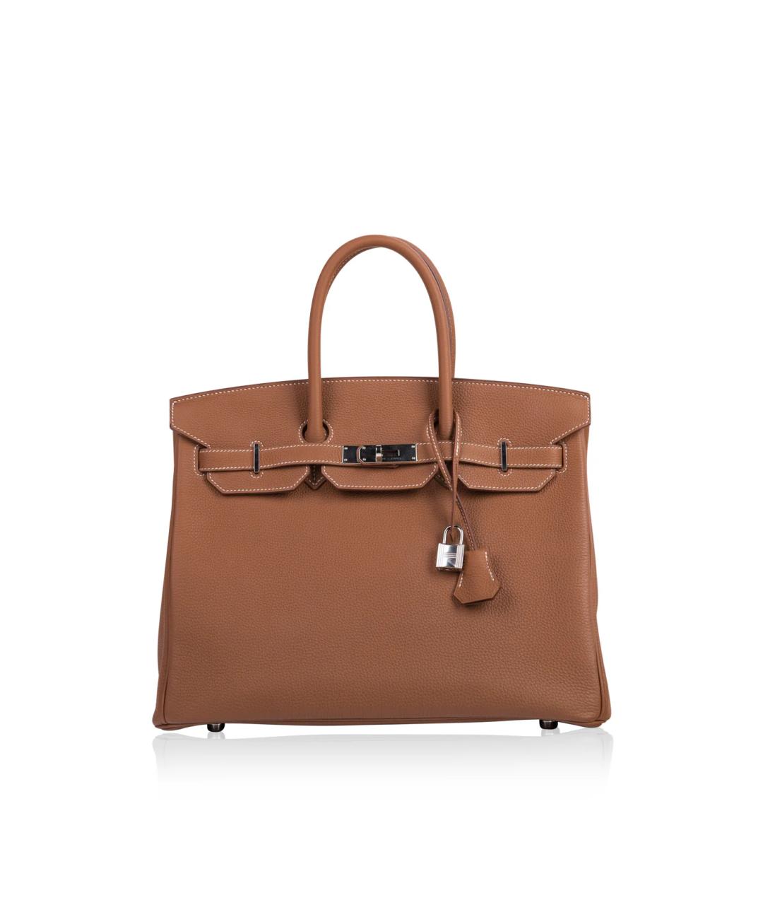 HERMES Коричневая кожаная сумка с короткими ручками, фото 8