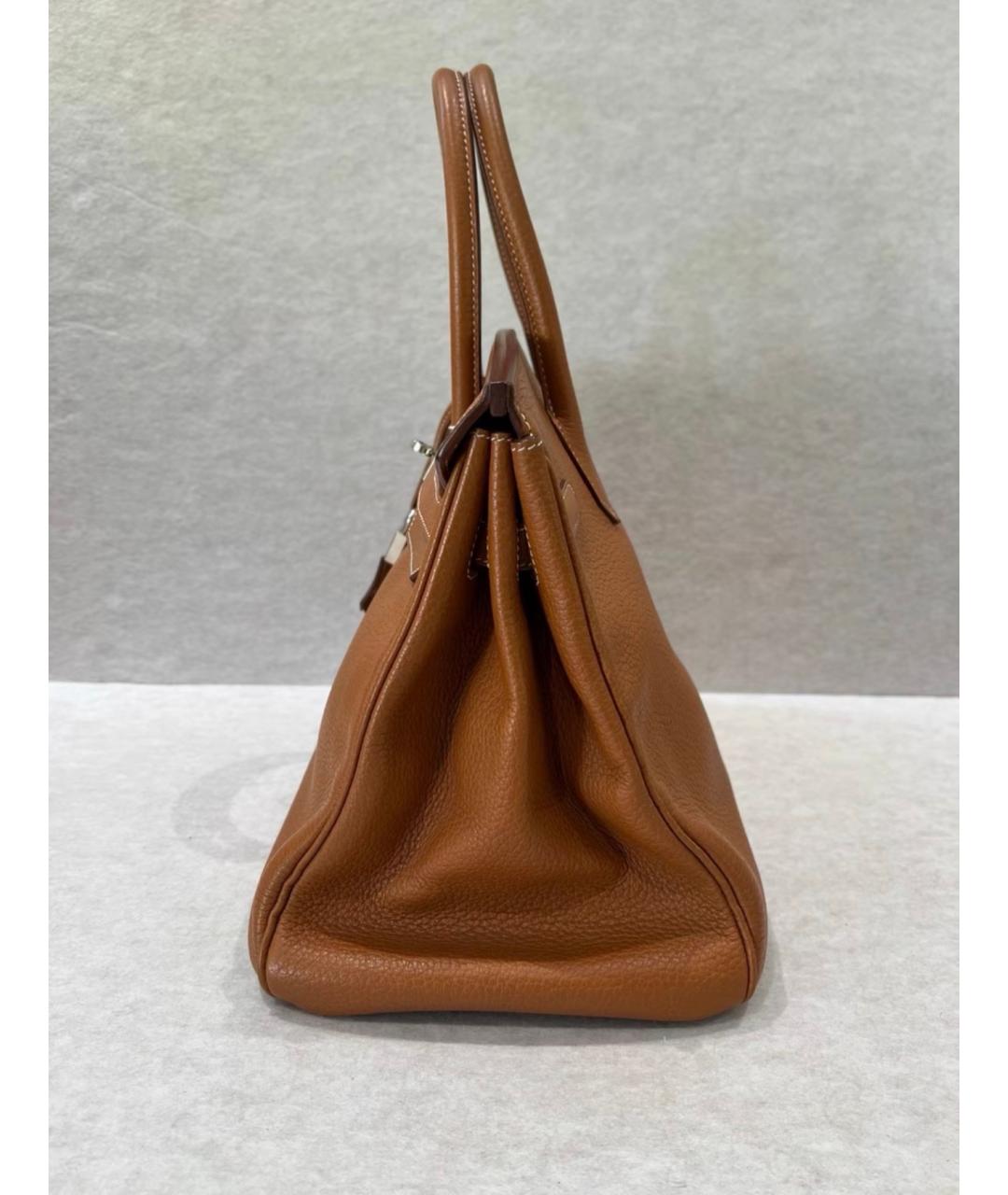 HERMES Коричневая кожаная сумка с короткими ручками, фото 6