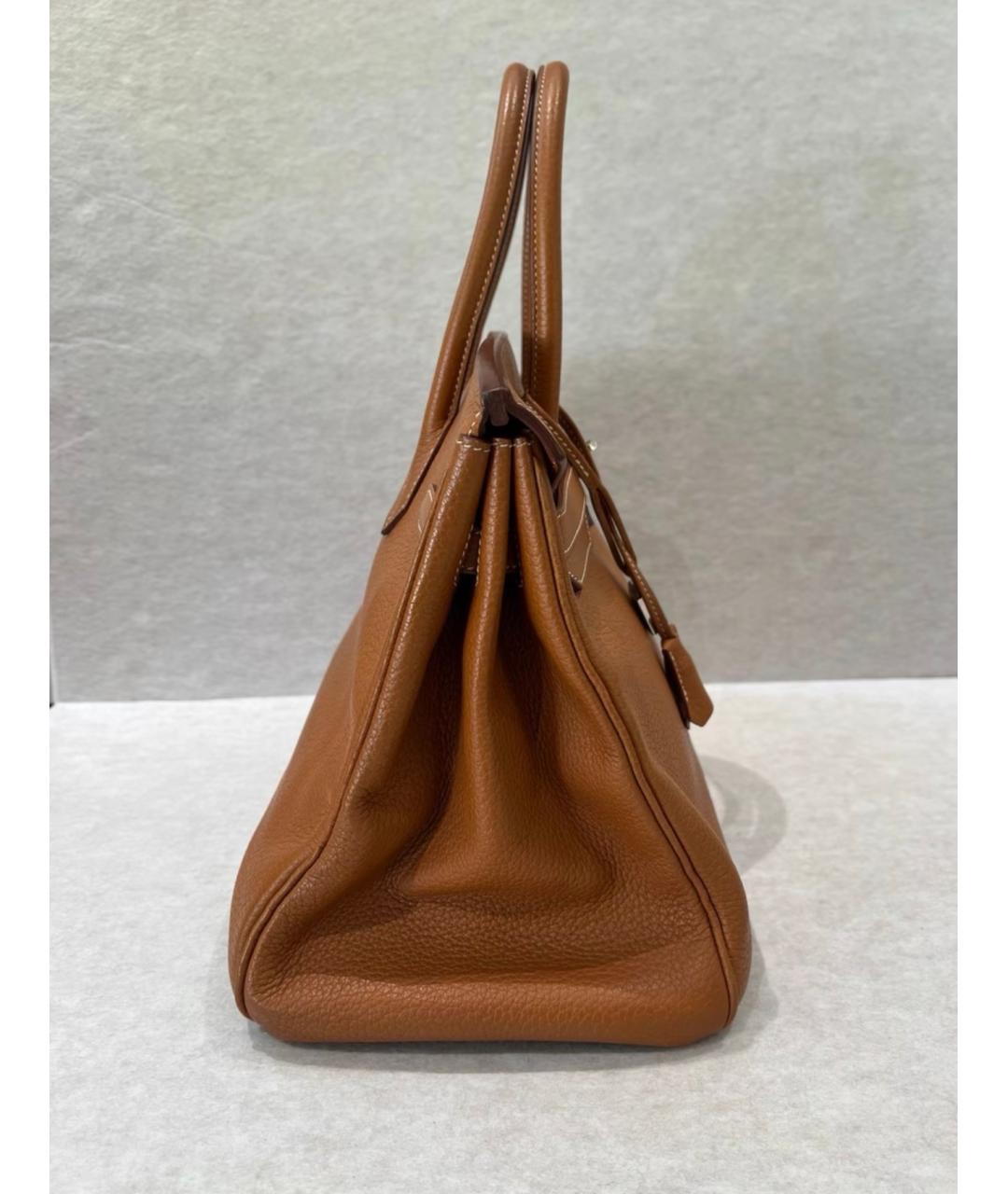 HERMES Коричневая кожаная сумка с короткими ручками, фото 5